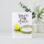 Tennis Save the Date für Party Einladung Postkarte (Stehend Vorderseite)
