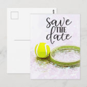 Tennis Save the Date für Party Einladung Postkarte (Vorne/Hinten)