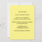 Tennis Save the Date für Tennisspielerhochzeit Einladung (Rückseite)