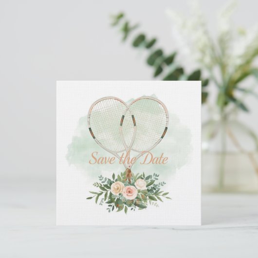 Tennis Save the date Invitation for Wedding Einladung (Stehend Vorderseite)