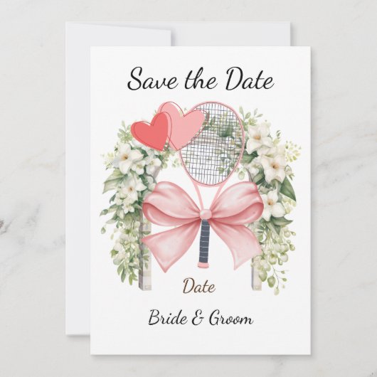 Tennis Save the Date Tennis Players Hochzeit Einladung (Vorderseite)