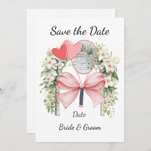 Tennis Save the Date Tennis Players Hochzeit Einladung (Vorne/Hinten)