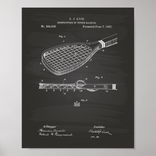 Tennis-Schläger 1887 Patent Kunst Schiefertafel Poster