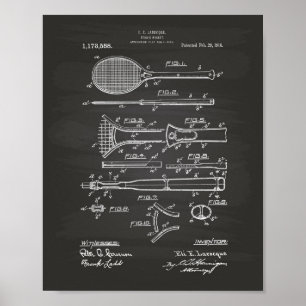 Tennis-Schläger 1916 Patentkunst - Schultafel Poster