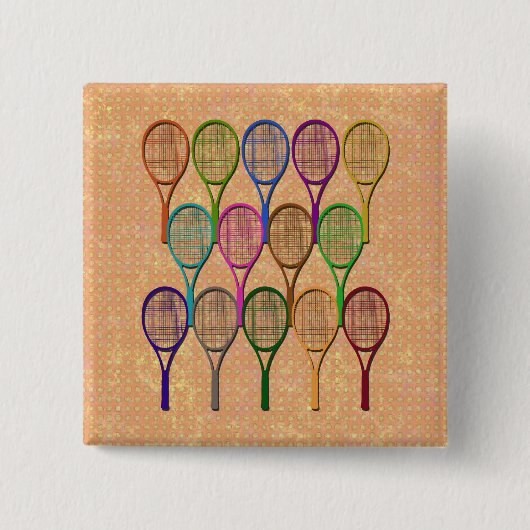 TENNIS-SCHLÄGER im FARBEknopf Button (Vorderseite)