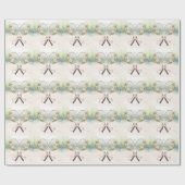 Tennis-Schläger mit Blumenmuster  Geschenkpapier (Flach)