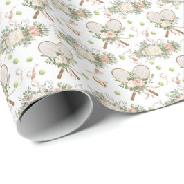 Tennis-Schläger mit Blumenmuster  Geschenkpapier