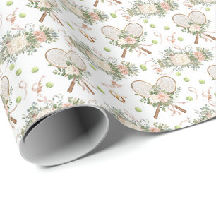 Tennis-Schläger mit Blumenmuster  Geschenkpapier
