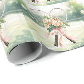 Tennis-Schläger mit Blumenmuster  Geschenkpapier (Rolleneckpunkt)