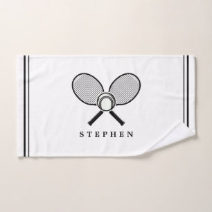 Tennis-Schläger & Name Schwarz & Weiß Sport Handtuch