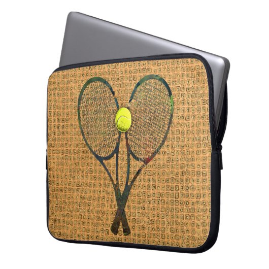 TENNIS-SCHLÄGER u. BALL Laptop-Hülse Laptopschutzhülle (Vorderseite Links)