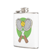 Tennis-Schläger und Ball Flachmann (Links)