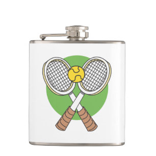 Tennis-Schläger und Ball Flachmann