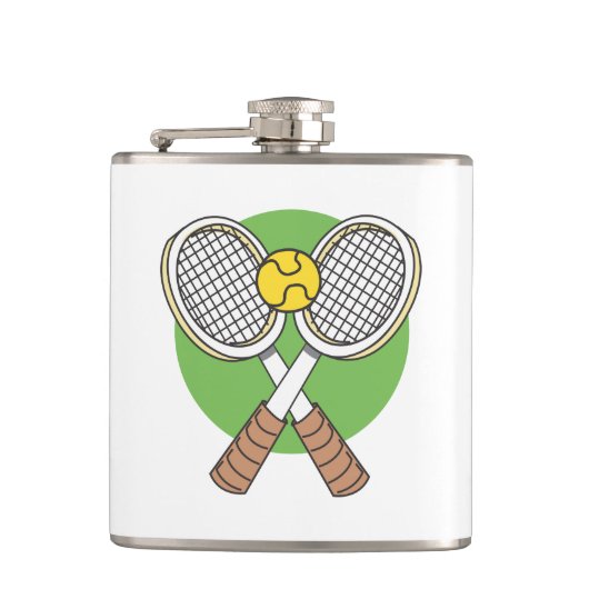 Tennis-Schläger und Ball Flachmann (Vorderseite)