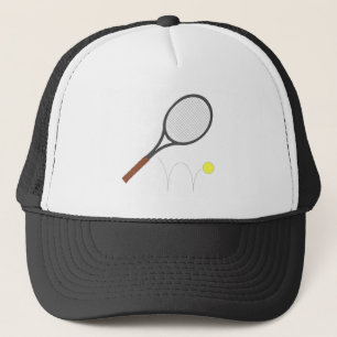 Tennis-Schläger und Ball Truckerkappe