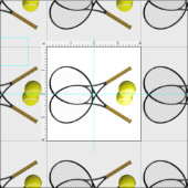 Tennis-Schläger und Bälle Stoff (Kachel)