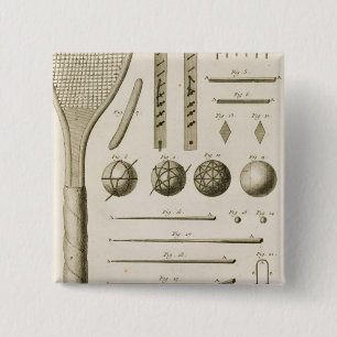 Tennis-Schläger und Billardstöcke, vom 'Encyc Button