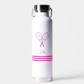 Tennis Schreibwaren Pinker Schläger Monogramm Trinkflasche (Vorne)