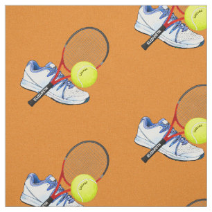 Tennis-Schuh-Ball und Schläger mit Ihrem Stoff