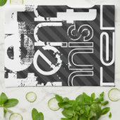 Tennis; Schwarz und Dunkelgrau Streifen Küchentuch (Gefaltet)