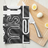 Tennis; Schwarz und Dunkelgrau Streifen Küchentuch (Viertel Falte)