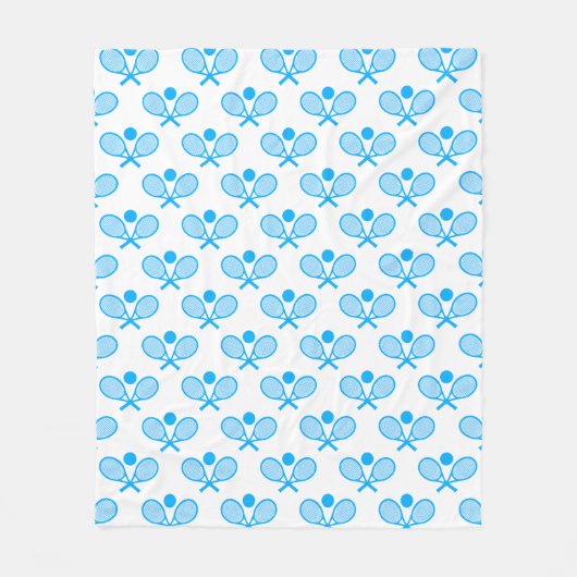 Tennis Seamless Pattern - Blue Racket and Ball on Fleecedecke (Vorderseite)