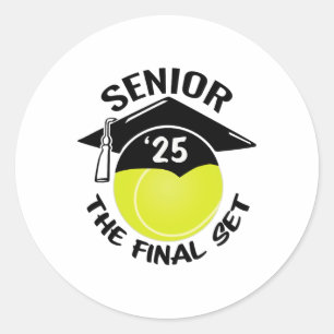 Tennis Senior 2025 Set Graduation Cap Runder Aufkleber