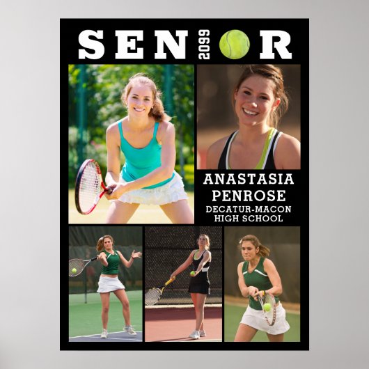 Tennis Senior Abschluss 5 FotoCollage Poster (Vorne)
