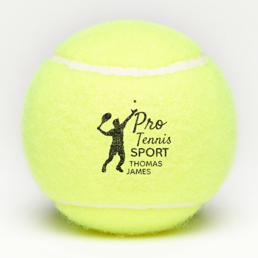 Tennis Silhouette, Pro Tennis Sport, Personalisier Tennisbälle (Rückseite)