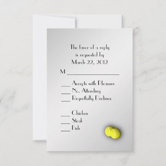 Tennis Silver UAWG mit Menü RSVP Karte (Vorderseite)