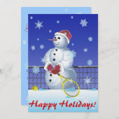 Tennis Snowman Holidays Party Einladung (Vorne/Hinten)