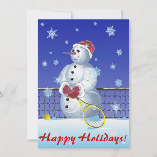 Tennis Snowman Holidays Party Einladung