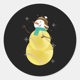 Tennis Snowman Winter Vibes Sportfan Runder Aufkleber