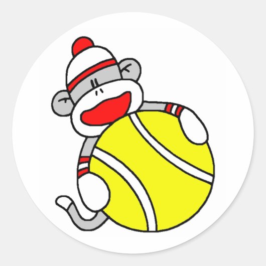 Tennis Sock Monkey Runder Aufkleber (Vorderseite)