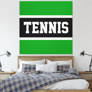 TENNIS Spaß Athletik Grün Schwarz Weiße Streifen Leinwanddruck