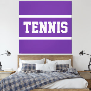 TENNIS Spaß Athletik Royalpurpur Weiße Streifen Leinwanddruck