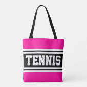 TENNIS Spaß Hellrosa Schwarz-weiße Racing Streifen Tasche (Rückseite)