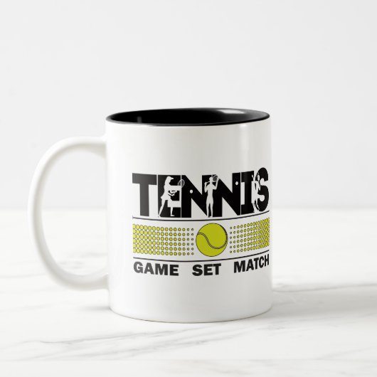 Tennis - Spiel Set Match Zwei-Tonen-Kaffee-Tasse Zweifarbige Tasse (Links)