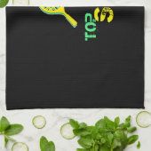 Tennis Sport Pop Kunst, Grün & Gelb Racket & Ball Geschirrtuch (Gefaltet)