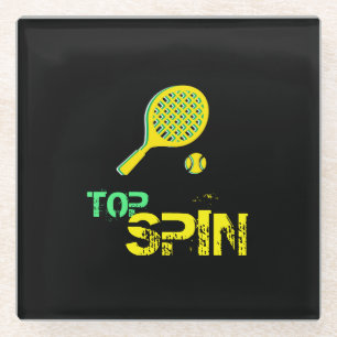 Tennis Sport Pop Kunst, Grün & Gelb Racket & Ball Glasuntersetzer