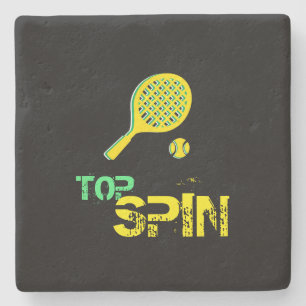 Tennis Sport Pop Kunst, Grün & Gelb Racket & Ball Steinuntersetzer