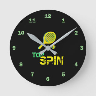 Tennis-Sport-Pop-Kunst, grüner u. gelber Schläge Runde Wanduhr