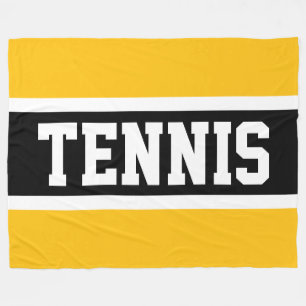 TENNIS Sportlich Gelb Orange Schwarz Weiß Streifen Fleecedecke