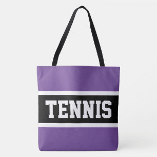 TENNIS Sportlich Lila Schwarz Weiß Sportstreifen Tasche