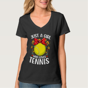 Tennis-Sportliebhaber-Blume Nur Ein Mädchen Das T T-Shirt