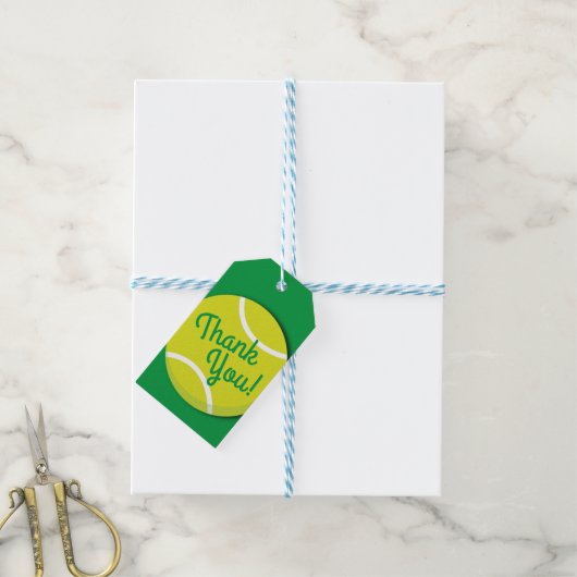 Tennis Sports Geburtstagsparty Danke Geschenkanhänger (Mit Garn)