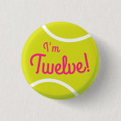 Tennis Sports Geburtstagsparty Pink Button (Vorderseite)