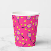Tennis Sports Geburtstagsparty Pink Pappbecher (Vorderseite)
