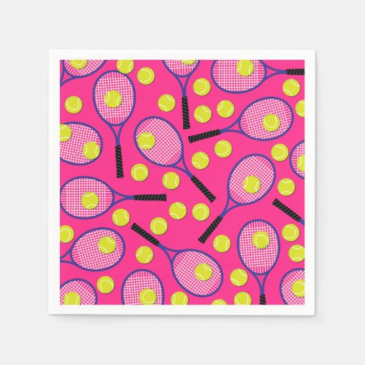 Tennis Sports Geburtstagsparty Pink Serviette (Vorderseite)