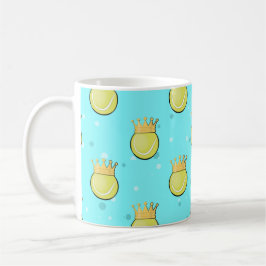 Tennis Sports King Pattern auf blauem Hintergrund Kaffeetasse